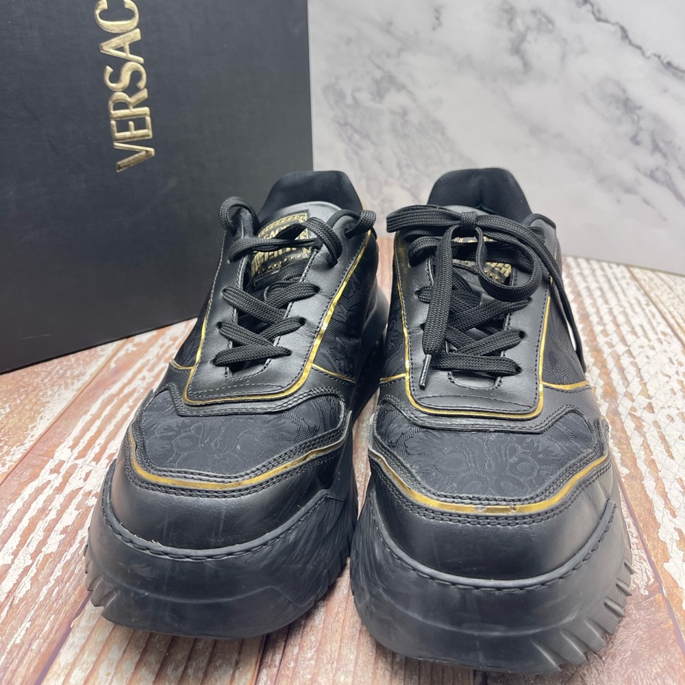 Versace Odissea Chunky Sneakers Black/Gold - Size 43 (US 10) - Full Set w/ Box